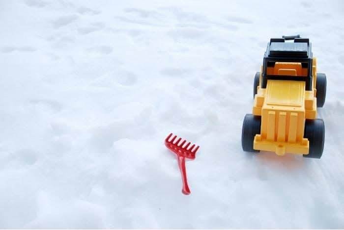 sand toys in the snow