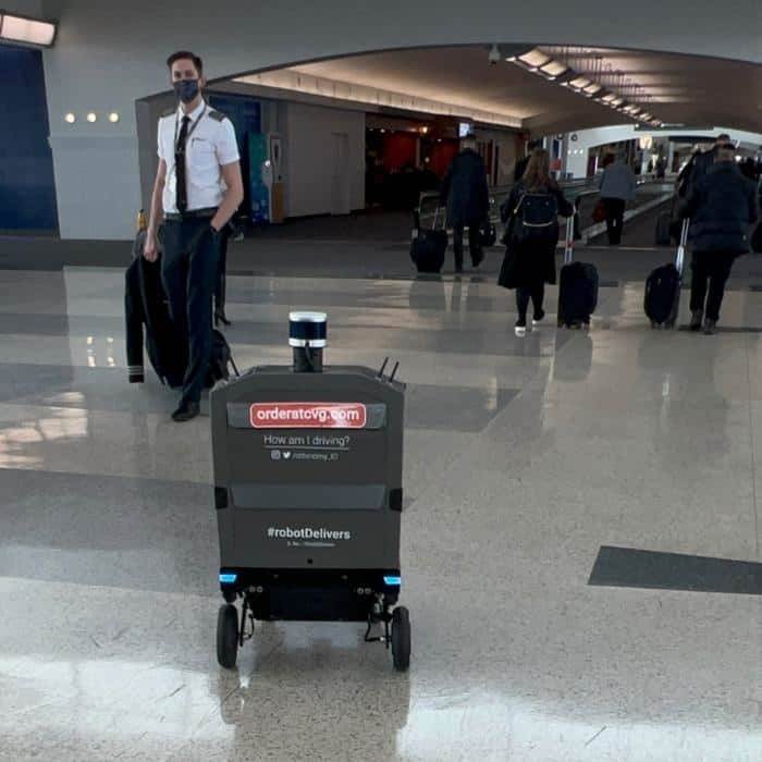 autonomous delivery robot at CVG Airport 