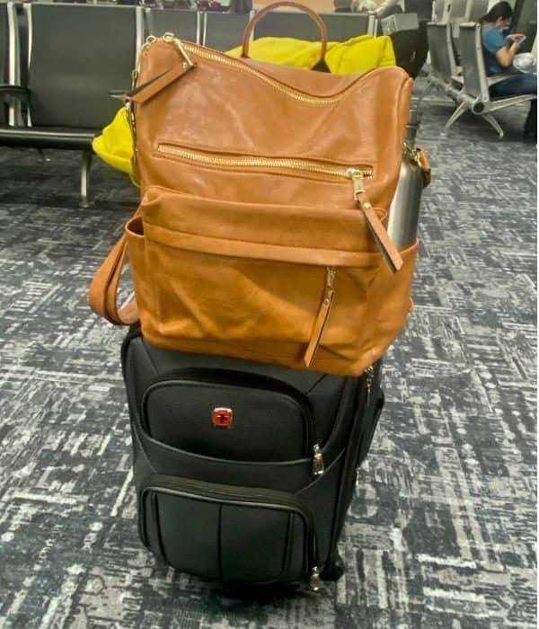 backpack purse and carry on suitcase