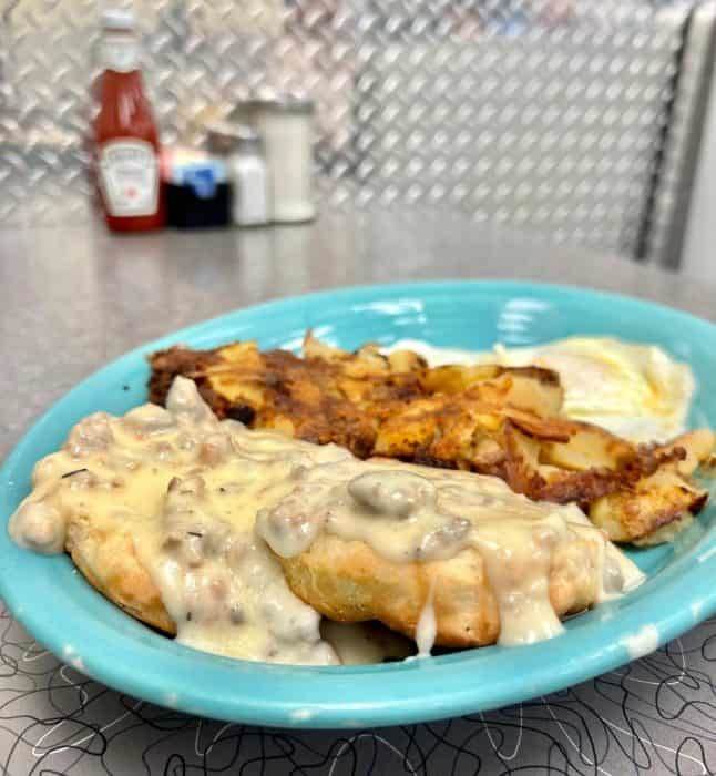 biscuits and gravy at Kelly O’s Diner