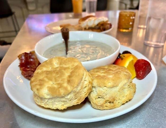 biscuits and gravy at North High Brewing