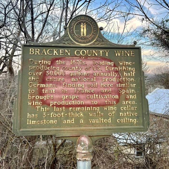 historic marker at Baker Bird Winery in Kentucky