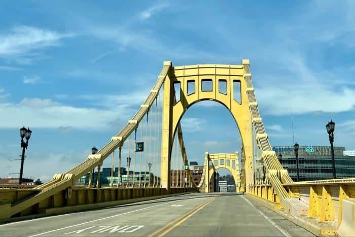 yellow bridge in Pittsburgh