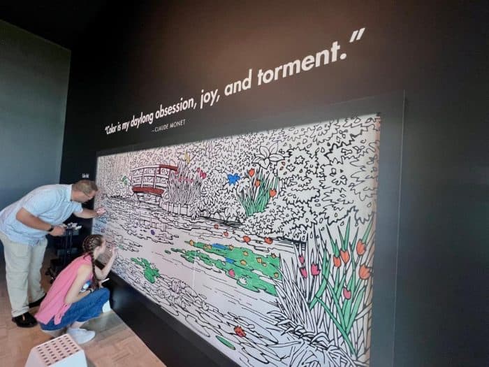 giant coloring sheet at the Monet and play exhibit