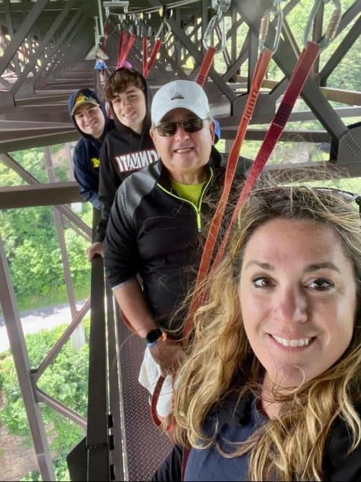 Nedra McDaniel and family on New River Gorge Bridge Walk