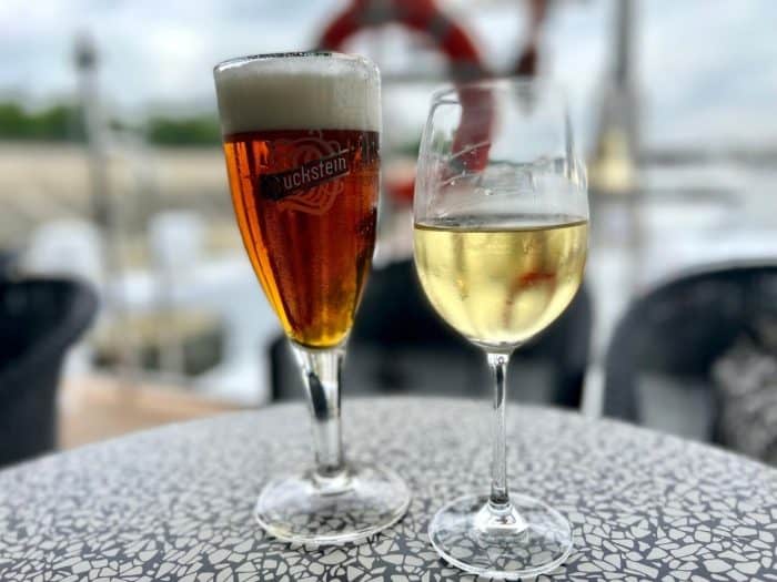 beer and wine on river cruise