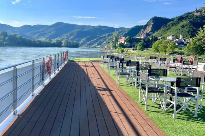 deck of the Emerald Destiny river cruise ship in Austria
