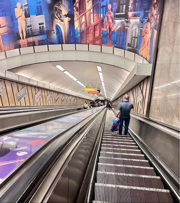 escalator to subway in Budapest