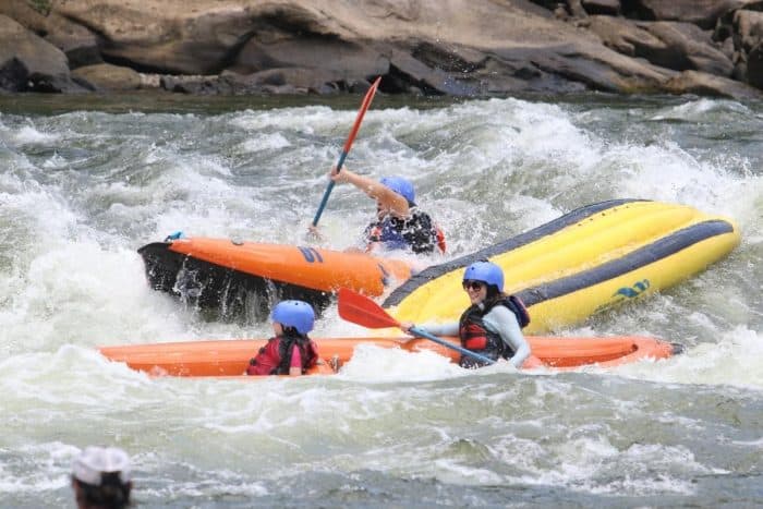 inflatable kayak on Surprise rapid Upper New River