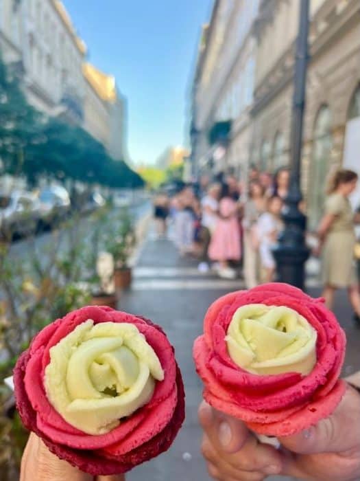 rose petal ice cream from Gelarto Rosa in Budapest 