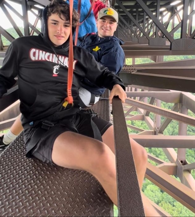 teenagers sitting on the Bridge Walk