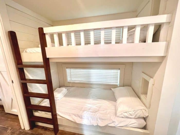 bunk beds inside Hickory Cabin
