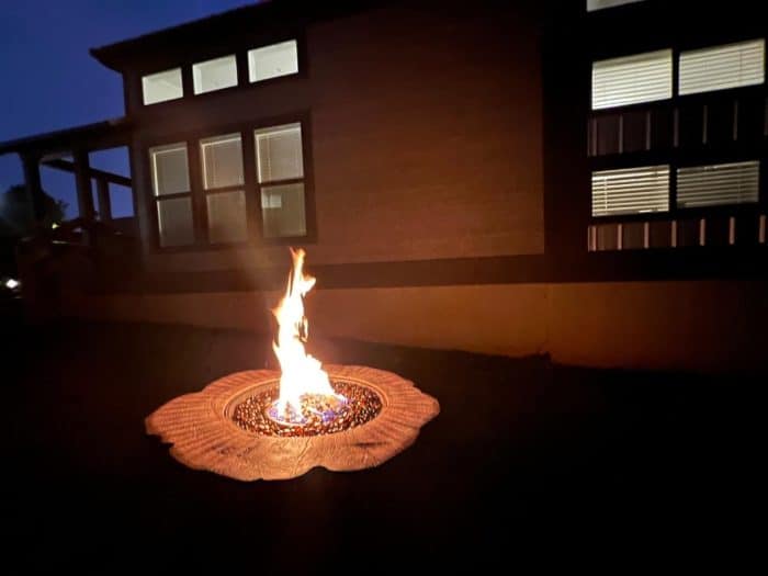 gas fire pit by Hickory Cabin