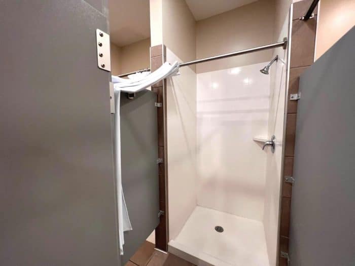 shower inside bathhouse at Camp Cedar