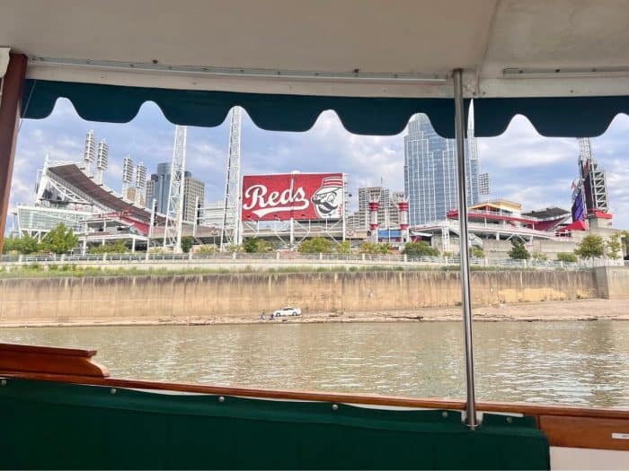 view of Reds stadium from Classy Venture Charter boat  