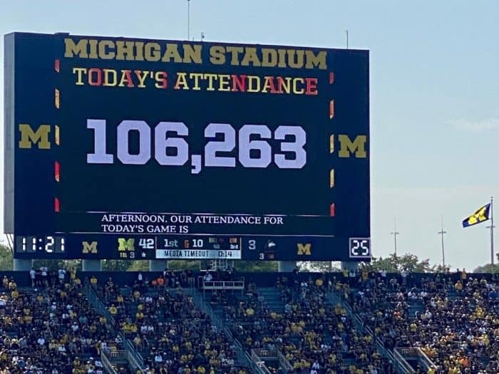 Scoreboard at University of Michigan game
