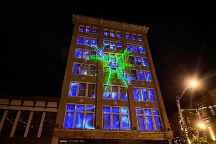 light projection on building  for BLINK Cincinnati 