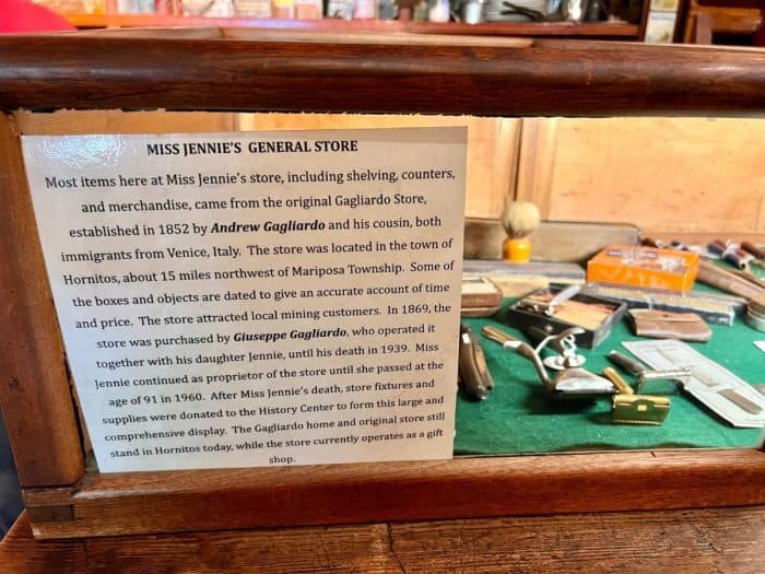 Miss Jennie's General Store artifacts at Mariposa Museum and History Center 