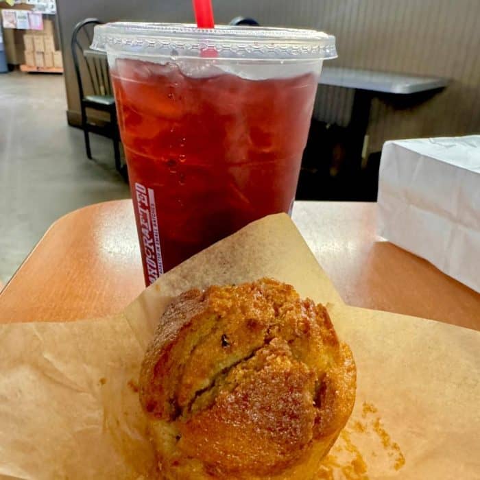 flavored Red Bull and muffin at Holtfield Coffee at Holtfield Station