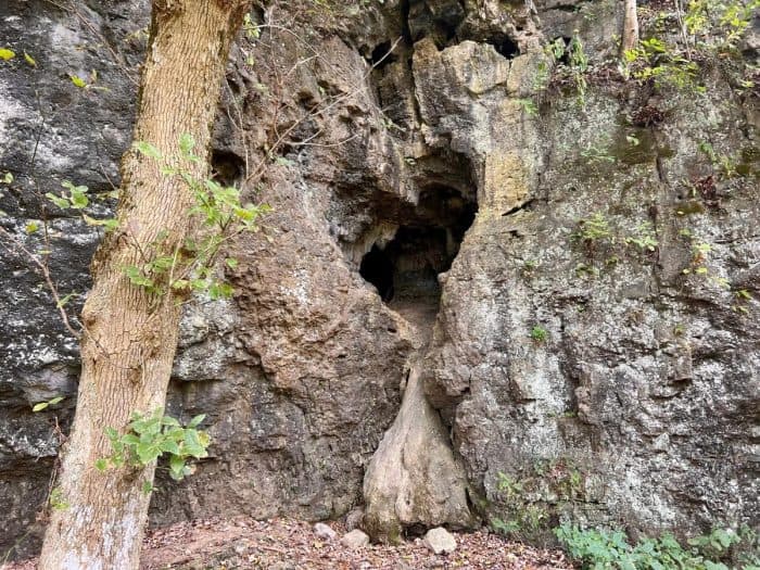 heart shaped rock cave at Paint Creek Lake