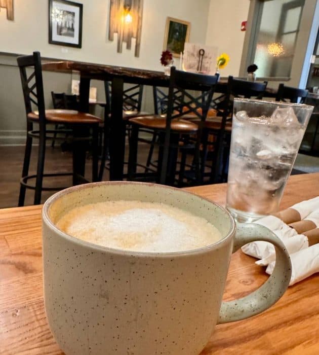 latte at Sassafras Kitchen and Coffee Bar in Hillsboro Ohio