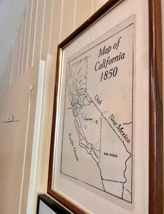 map of California in 1850 at Mariposa County Courthouse