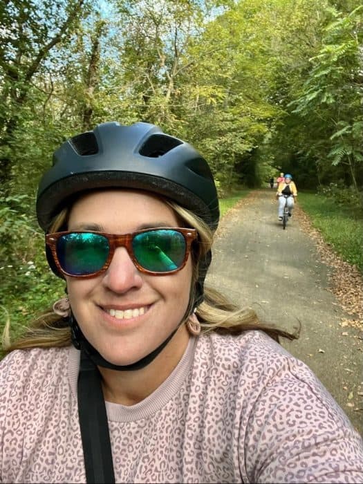 women biking on Greenfield Bike Path