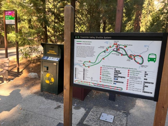 sign for Yosemite Valley Shuttle System 