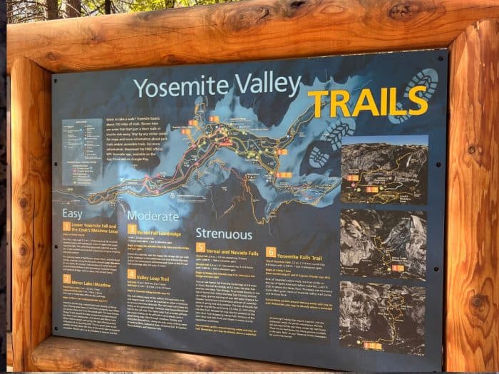 sign for Yosemite Valley Trails  