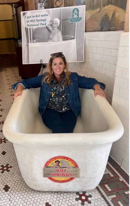 woman in a bathtub in the Lamar Bathhouse