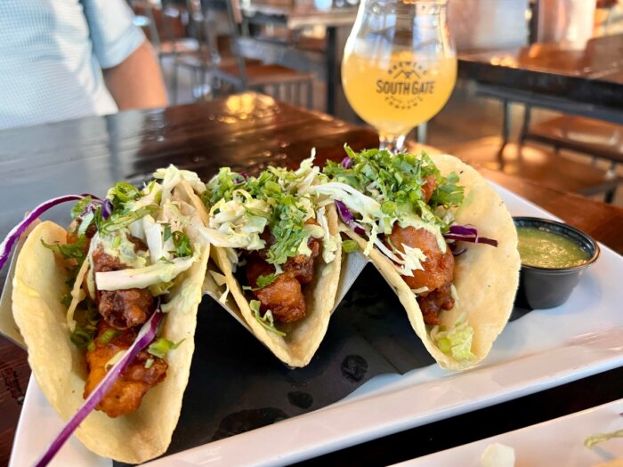 Pacific cod fish  tacos at South Gate Brewing 