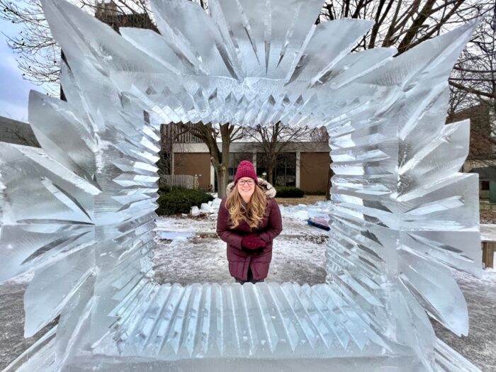 ice sculpture at Meltdown Winter Ice Festival in Richmond Indiana