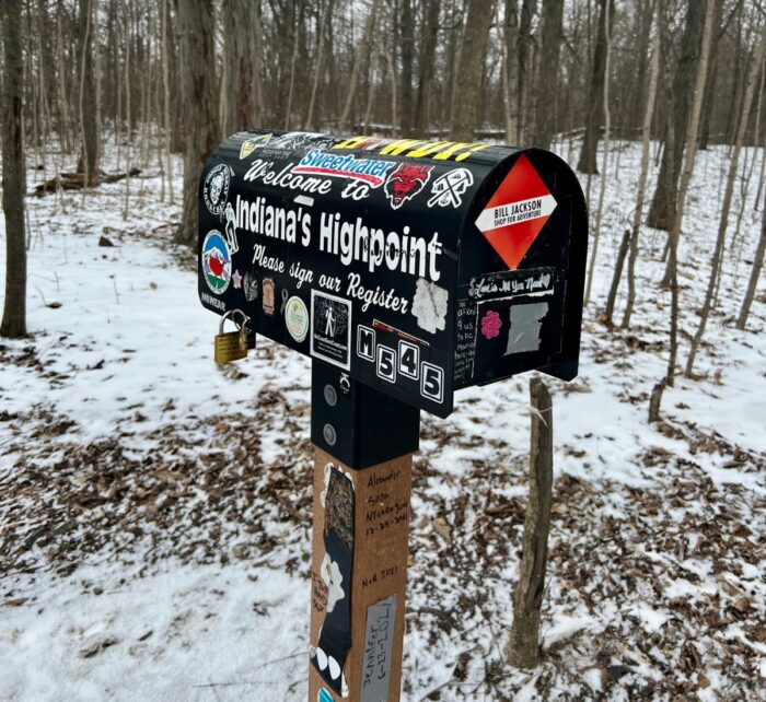 mailbox at Hoosier Hill highest point in Indiana