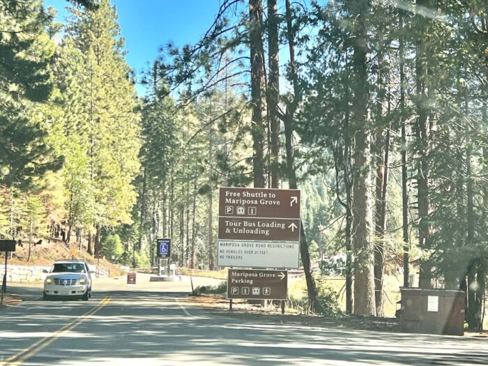 sign for Mariposa Grove Parking 