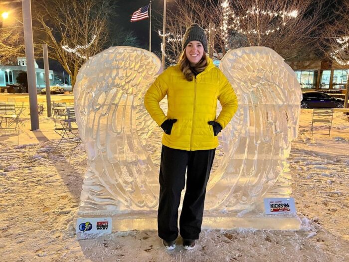 wings ice sculpture at Meltdown Winter Ice Festival Richmond Indiana
