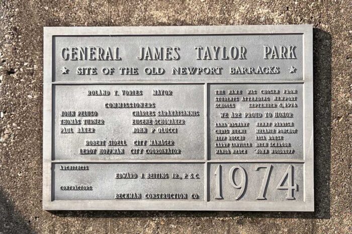 site of old Newport Barracks at General James Taylor Park