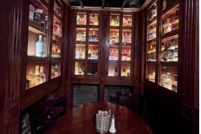 bourbon display at Spirits at The Miller House Restaurant 