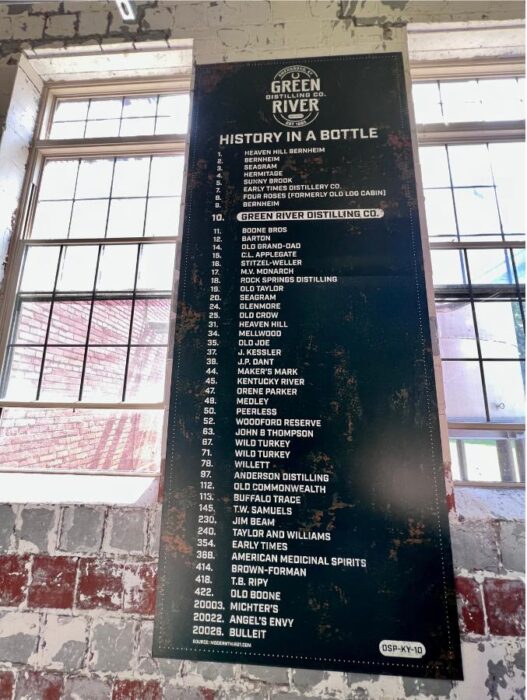 list of distillery numbers at Green River Distilling Co. in Owensboro