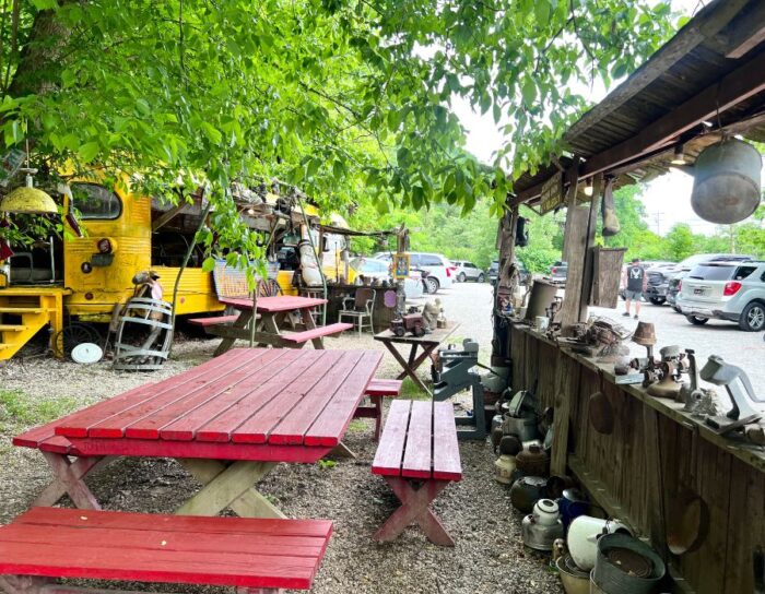 picnic table at Hillbilly Hot Dogs 