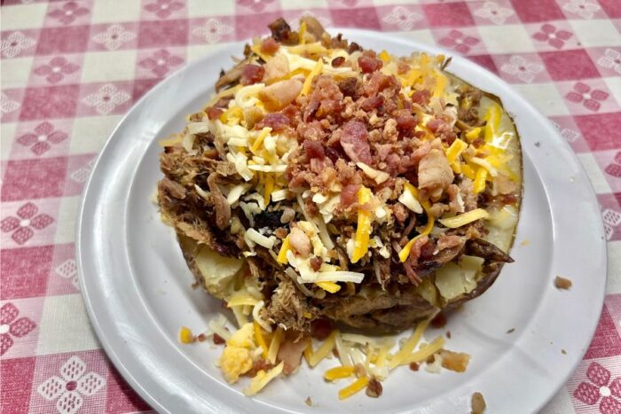 bbq loaded potato at Swaggy P's BBQ and Catering Hanson Kentucky