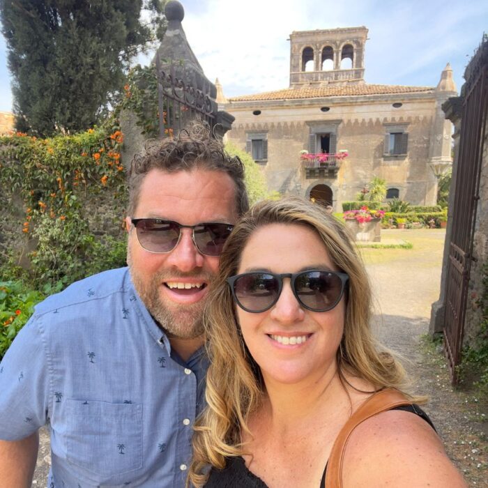 couple at Castello Degli Schiavi in Fiumefreddo, Catania 