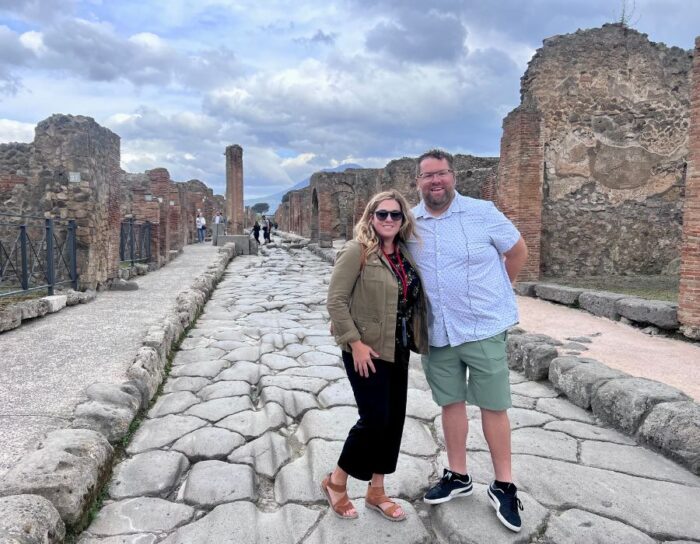 couple at ruins in Pompeii, Italy 