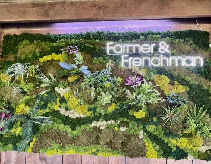 living wall at the Farmer and the Frenchman Winery and Cafe