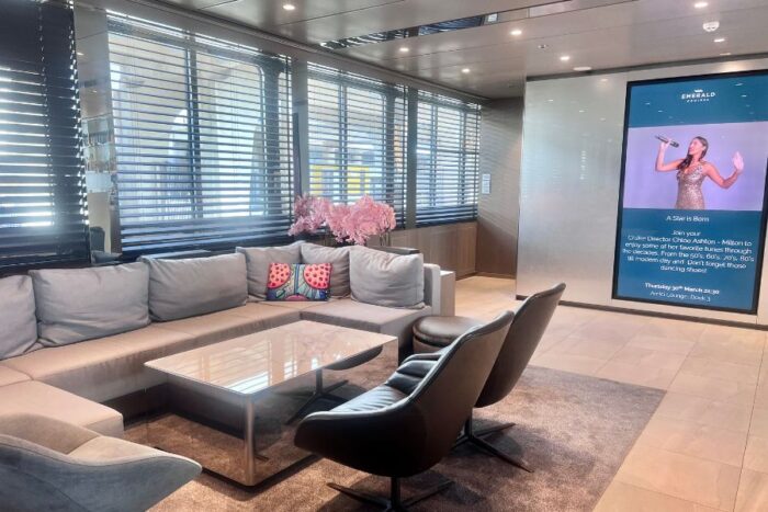 lounge on the Emerald Azzurra luxury yacht