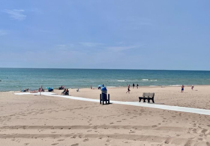accessible walkway Stearns Park Beach in Ludington Michigan