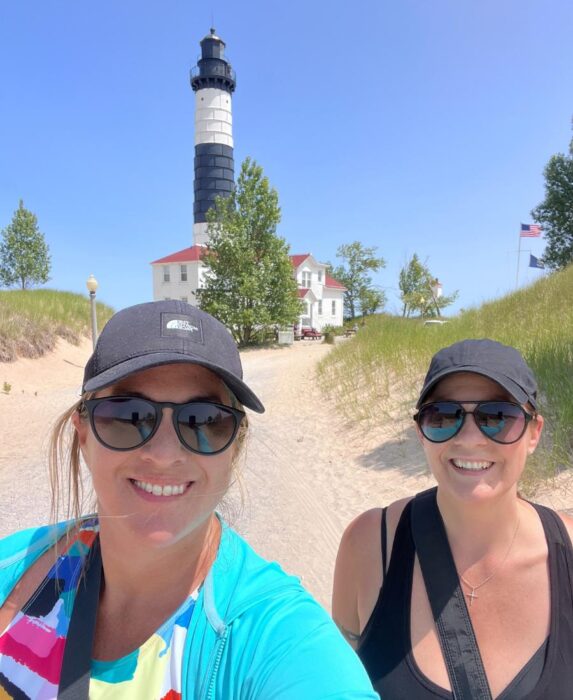 friends on the trail near Big Sable Point Lighthouse 