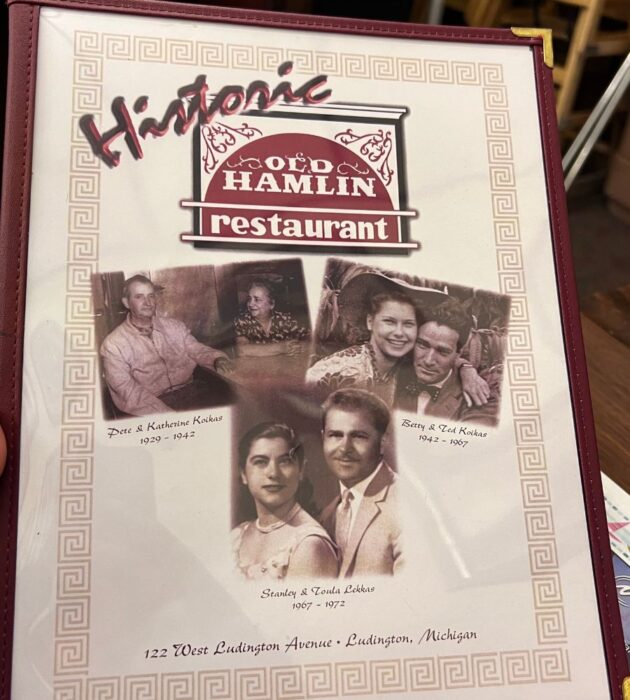 menu at Old Hamlin Restaurant