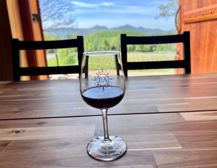 red wine at Ecco Adesso Vineyards