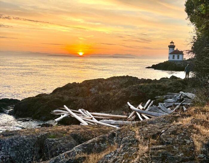 sunset at Lime Kiln Point State Park