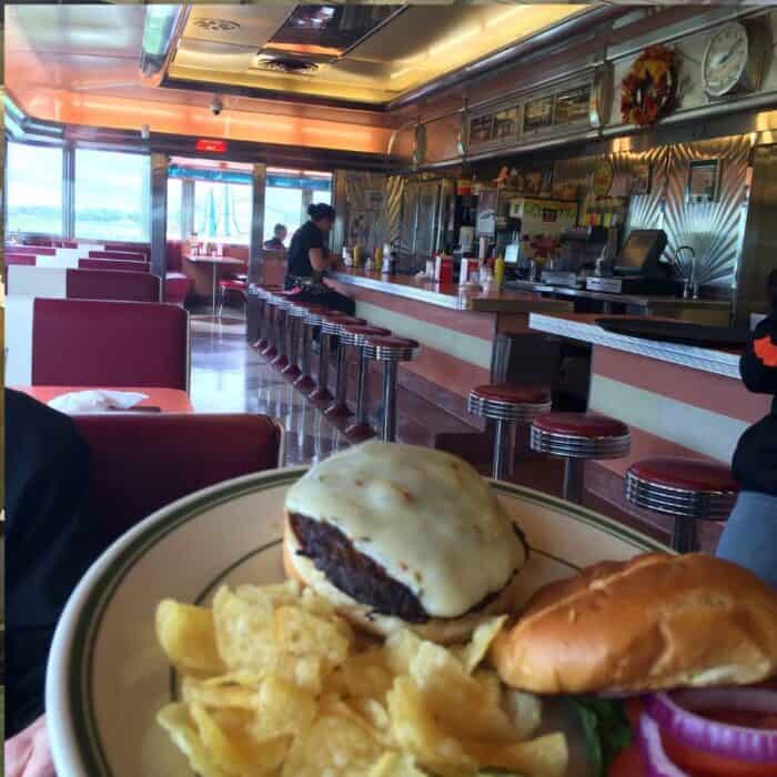 burger at Tin Goose Diner